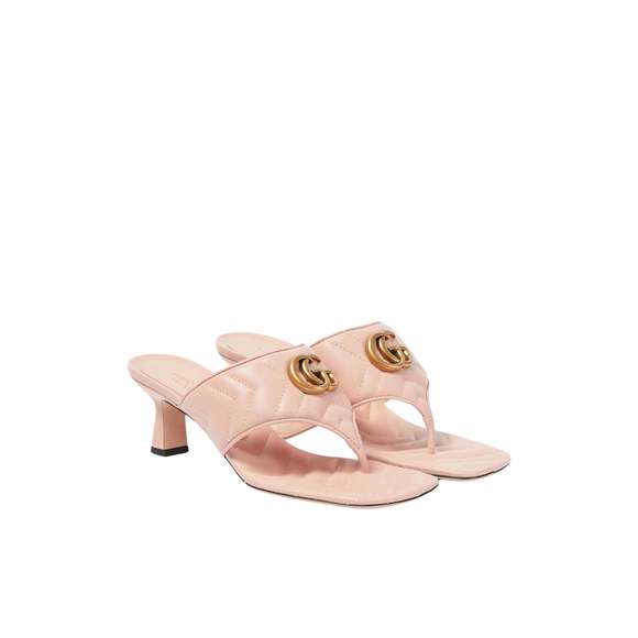 Gucci - Double-G Thong Marmont Leather Sandal in Pink - IT 37 Sandals